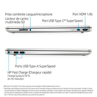 PC Portable HP Laptop 15s-eq2058nf 15.6" AMD Ryzen 7 16 Go RAM 512 Go SSD Argent naturel Reconditionné