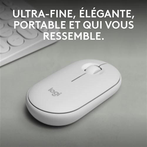 Souris sans fil Bluetooth Logitech Pebble Mouse 2 M350s Blanc