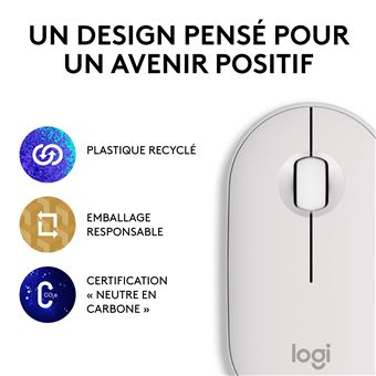 Souris sans fil Bluetooth Logitech Pebble Mouse 2 M350s Blanc