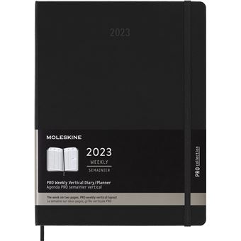 Agenda scolaire Moleskine 2022 2023 Semainier Pro Vertical très grand format Rigide Noir