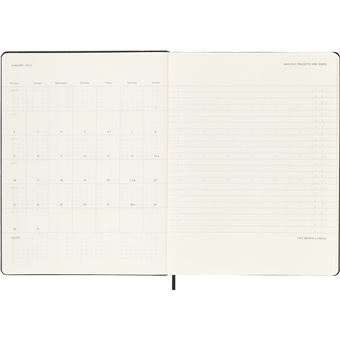 Agenda scolaire Moleskine 2022 2023 Semainier Pro Vertical très grand format Rigide Noir