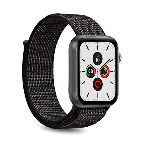 Bracelet Puro Nylon Sport pour Apple Watch 42-44mm taille ajustable Noir