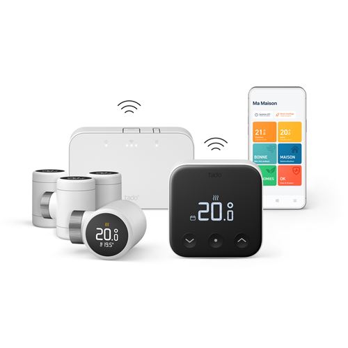 Kit de démarrage thermostat connecté sans fil Tado X et + 4 têtes thermostatiques