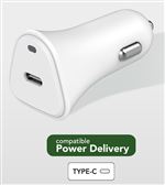 Adaptateur d'alimentation pour voiture USB Type C 25 Watts Just green Blanc