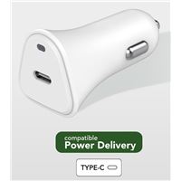 Adaptateur d'alimentation pour voiture USB Type C 25 Watts Just green Blanc