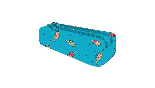 Trousse Fourre Tout Et Plumier Rectangulaire Avec 2 Compartiments Pol Fox Ice Pop Turquoise