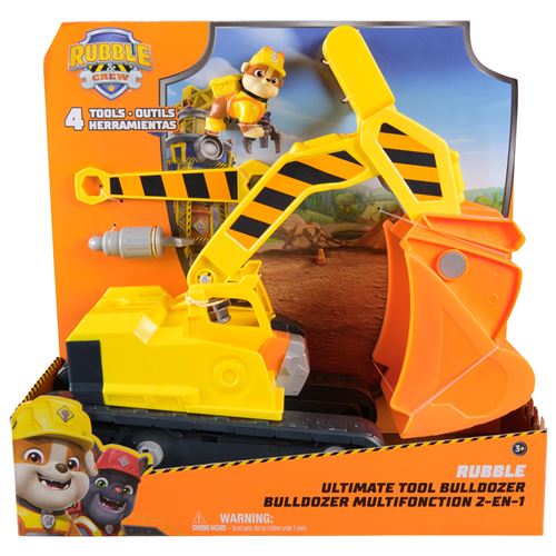 Spin Master Rubble & Crew Ruben & Compagnie - Bulldozer Multifonction - Voiture Figurine Pat Patrouille À Collectionner - Dessin Animé Aventures Constructions - Pat Patrouille Jouet - Voiture Enfant - Jouet Enfant 3 Ans Et +