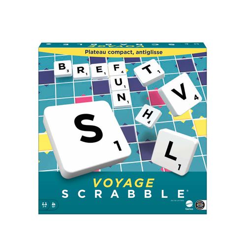 Mattel games - scrabble voyage - jeu de société - 10 ans et +