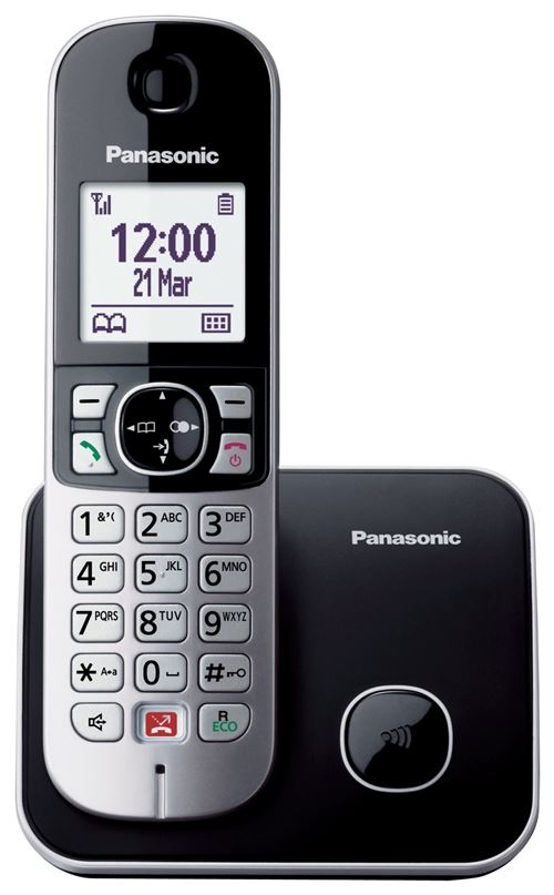 Téléphone Fixe Sans Fil Solo Panasonic Kx-Tg6851 Noir Et Argent