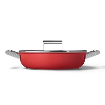 Sauteuse Smeg CKFD2811RDM 28 cm Rouge avec couvercle en verre