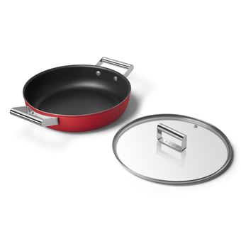 Sauteuse Smeg CKFD2811RDM 28 cm Rouge avec couvercle en verre