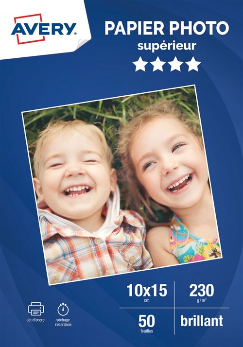 Papier photo A6 Brillant 50 feuilles Avery 230g/m²