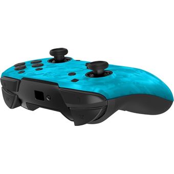 Manette Nintendo Switch sans fil Pdp Faceoff Deluxe Camouflage Bleu néon