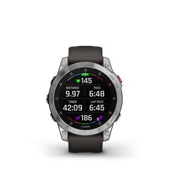 Montre connectée Garmin Epix 2 Acier Silver avec bracelet silicone Gris