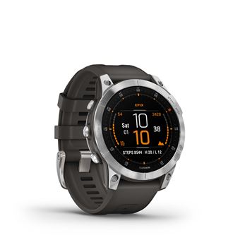 Montre connectée Garmin Epix 2 Acier Silver avec bracelet silicone Gris