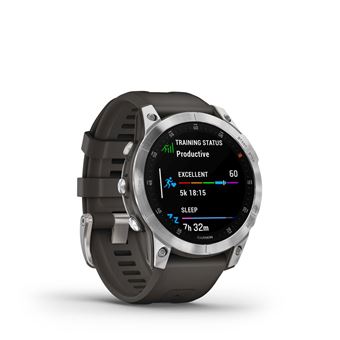 Montre connectée Garmin Epix 2 Acier Silver avec bracelet silicone Gris