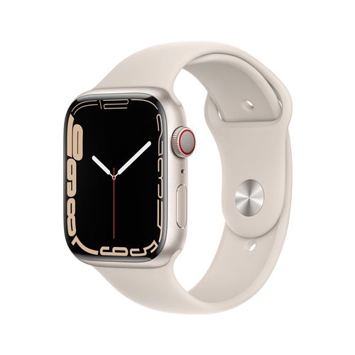 Apple Watch Series 7 GPS + Cellular, boîtier Aluminium Lumière Stellaire 45mm avec Bracelet Sport Lu