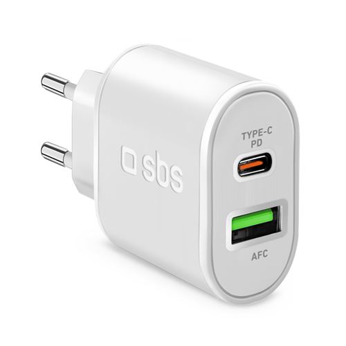 Chargeur secteur ultra rapide SBS 20 W Blanc