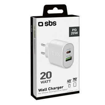 Chargeur secteur ultra rapide SBS 20 W Blanc