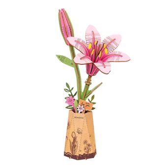 Puzzle 3D en bois Rowood Fleur de Lys rose - 1