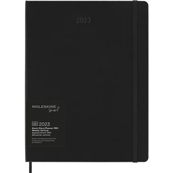 Agenda scolaire Moleskine 2022 2023 Smart Pro Semainier Vertical très grand format Noir