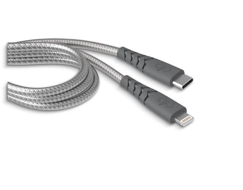 Force Power Lightning MFI Typ C verstärktes Ladekabel 1,2 m grau
