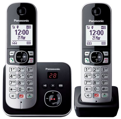 Téléphone Fixe Sans Fil Panasonic KX-TG6862FRB – Répondeur, Mains Libres, Identifiant Appelant