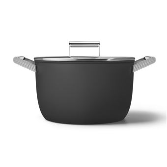 Faitout Smeg CKFC2611BLM 26 cm Noir avec couvercle en verre