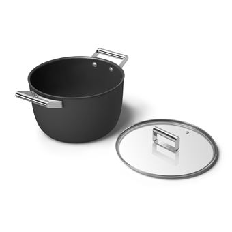 Faitout Smeg CKFC2611BLM 26 cm Noir avec couvercle en verre