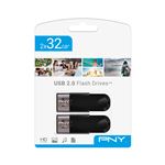 Pack de 2 Clés USB 2.0 Pny Attaché 4 32 Go Noir