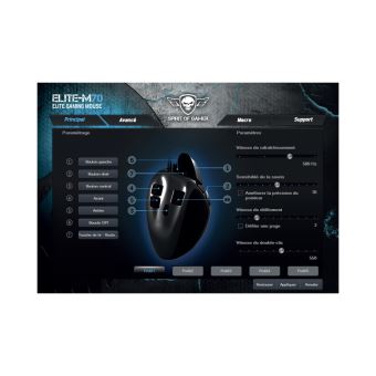 Spirit Of Gamer ELITE-M70 - Souris - ergonomique - optique - 8 boutons - filaire - USB