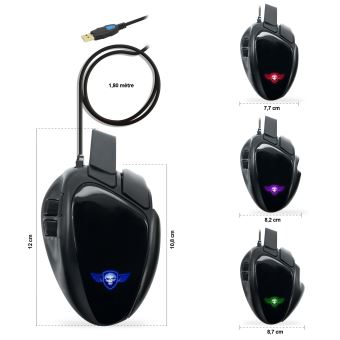 Spirit Of Gamer ELITE-M70 - Souris - ergonomique - optique - 8 boutons - filaire - USB