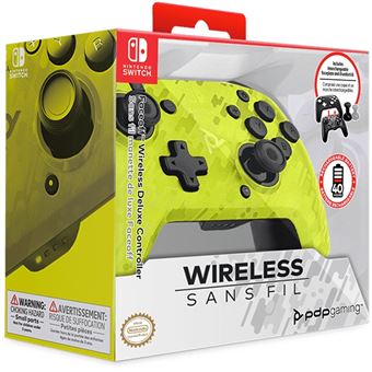 Manette Nintendo Switch sans fil Pdp Faceoff Deluxe Camouflage Jaune