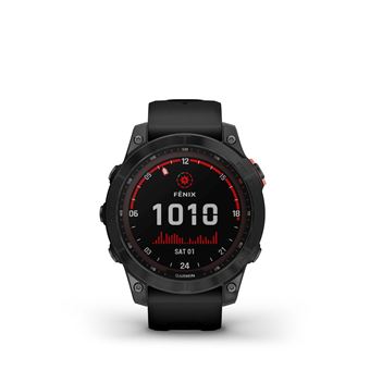 Montre connectée Garmin Fenix 7 Solar Gray avec bracelet silicone Noir