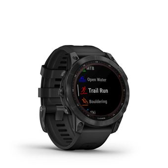 Montre connectée Garmin Fenix 7 Solar Gray avec bracelet silicone Noir