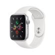 Apple Watch Series 5 GPS 44 mm Boîtier en Aluminium Argent avec Bracelet Sport Blanc Tailles S/M et M/L