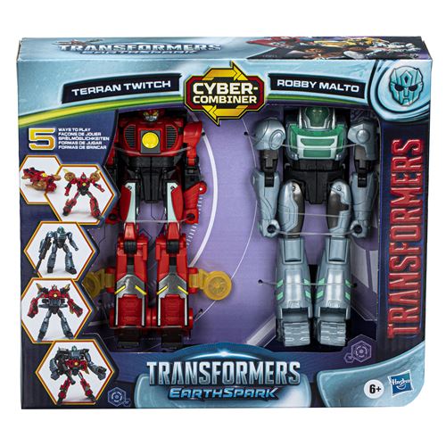 Figurines Transformers EarthSpark Cyber-Combiner Terran Twitch et Robby Malto