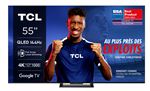 TV QLED TCL 55C749 139 cm 4K UHD Google TV 2023 Aluminium brossé