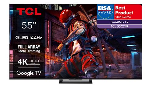 Tv Qled Tcl 55C749 139 Cm 4K Uhd Google Tv 2023 Aluminium Brossé