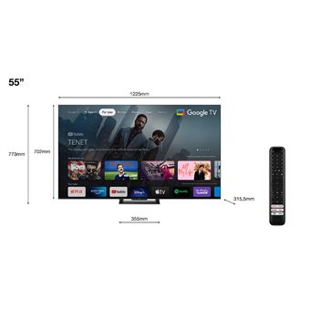 TV QLED TCL 55C749 139 cm 4K UHD Google TV 2023 Aluminium brossé