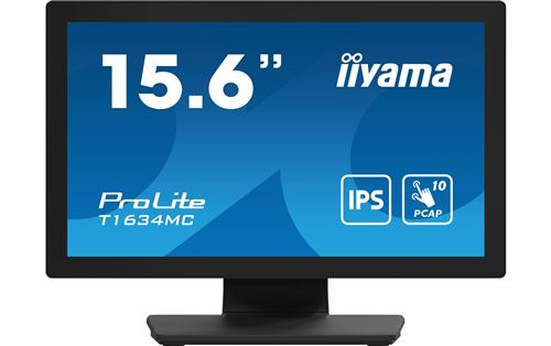iiyama ProLite T1634MC-B1S - Écran LED - 15.6 - écran tactile - 1920 x 1080 Full HD (1080p) @ 60 Hz - IPS - 450 cd/m² - 700:1 - 25 ms - HDMI, VGA, DisplayPort - noir, mat