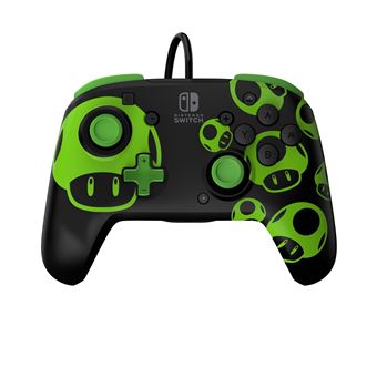 Manette filaire Pdp Rematch 1-Up Glow in the Dark pour Nintendo Switch et Nintendo Switch OLED Noir et Vert