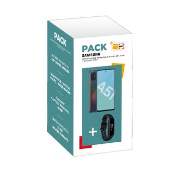 Pack Smartphone Samsung Galaxy A51 Double SIM 128 Go Noir prismatique + Bracelet connecté Samsung Galaxy Fit e Noir - 1