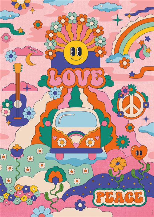 Puzzle 1000 pièces Nathan Hippie style Cha cha Pop
