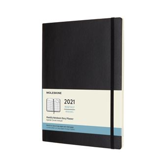 Agenda-carnet 2021 mensuel Moleskine Souple très grand format Noir