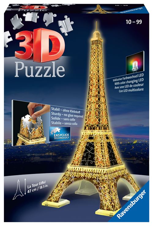Puzzle 3D Ravensburger Tour Eiffel Night Edition 216 pièces État correct - Ravensburger reconditionné disponible sur Fnac