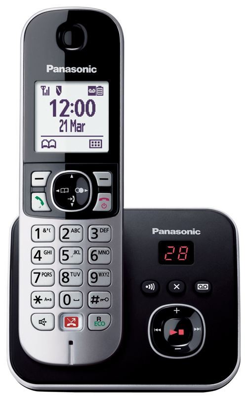 Téléphone Fixe Sans Fil Solo Panasonic Kx-Tg6861 Noir Et Argent