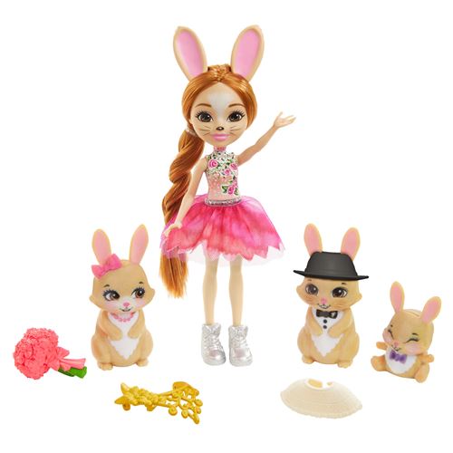 Mini-poupée Enchantimals Brystal Lapin et Lapereaux - Figurine