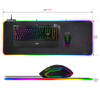 Tapis de souris gamer XXL avec rétro-éclairage RGB - Spirit of Gamer Skull