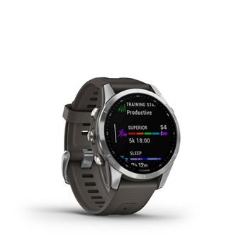 Montre connectée Garmin Fenix 7S Silver avec bracelet silicone Gris